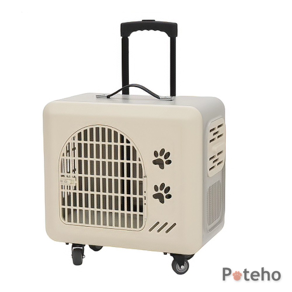 Large Hard Shell Pet Carrier with Wheels by Poteho